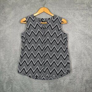 Talbots Black‎ & White Button Down Blouse